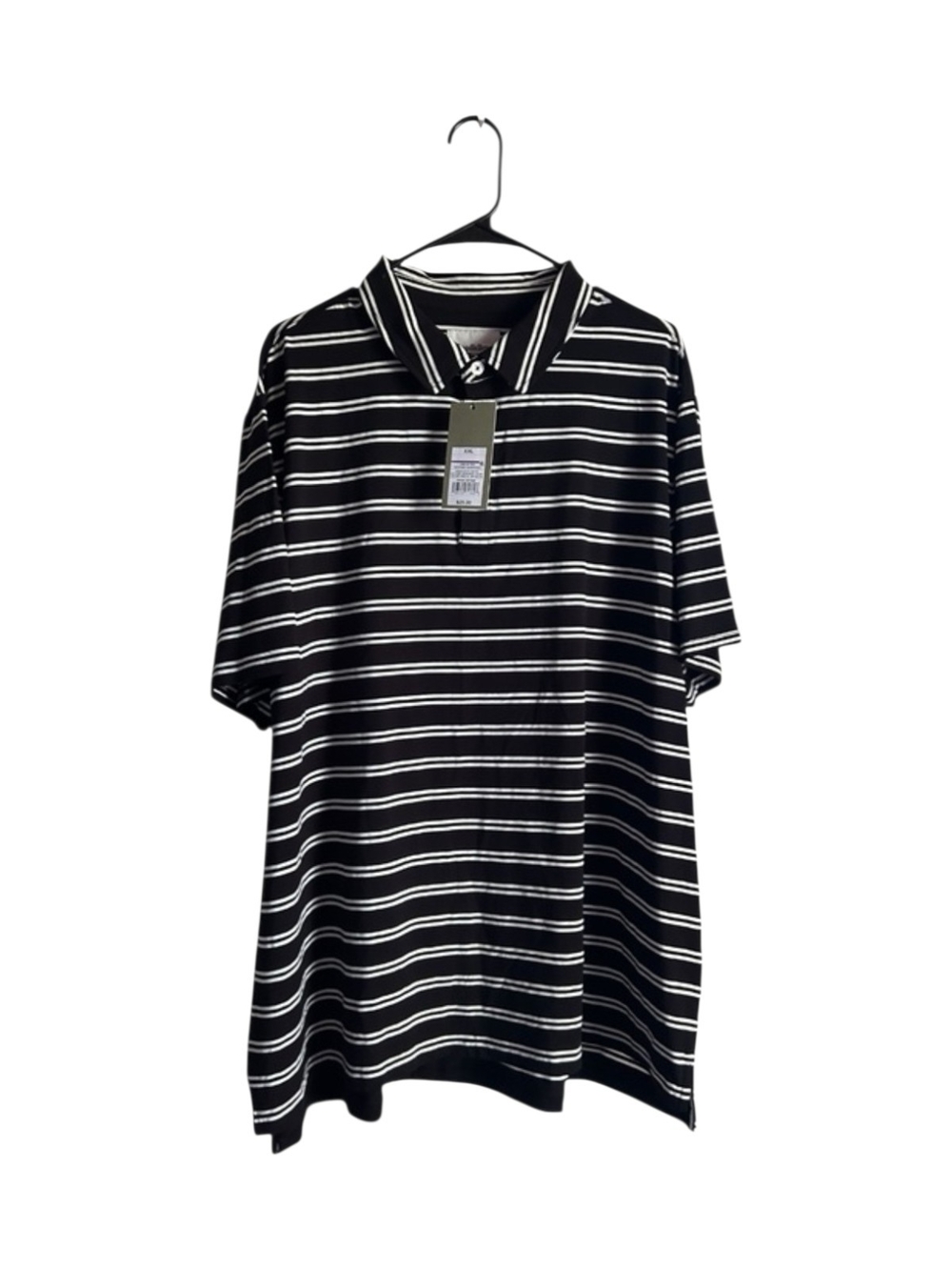 Goodfellow & Co Black and White Striped Polo XXL